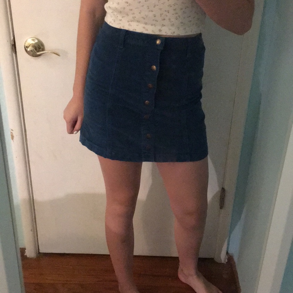 xhilaration blue button up mini skirt